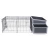 Outdoor Wood Chicken Coop with Wire Mesh Run, Nesting Boxes, Large Poultry House for 3-4 Chickens, Gray and Black