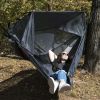 Nylon Mosquito Hammock with Attached Bug Net, 1 Person Dark Gray and Black, Open Size 115" L x 59" W