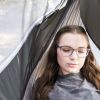 Nylon Mosquito Hammock with Attached Bug Net, 1 Person Dark Gray and Black, Open Size 115" L x 59" W