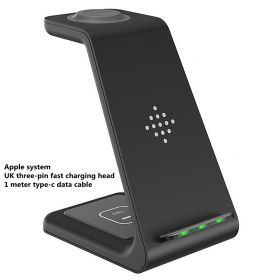 3 In 1 Fast Charging Station Wireless Charger Stand Wireless Quick Charge Dock For Phone Holder (Option: Black-Apple UK)