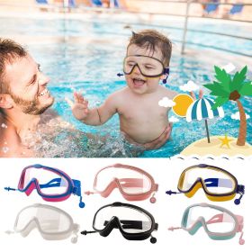 Outdoor swimming goggles earplugs 2 in 1 set kids anti fog UV (Color: White HD)