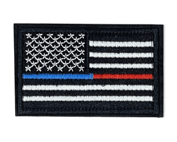 Tactical USA Flag Patch with Detachable Backing (Color: Red Blue Line)