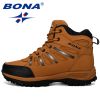 BONA New Designers Popular Trekking Shoes Men Leather Climbing Sport Sneakers Man Zapatillas Outdoor Hombre Hiking Shoes