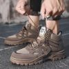 Men Tactical Military Army Boots Breathable Leather High Top Casual Desert Work Shoes Winter Mens SWAT Ankle Combat Boots